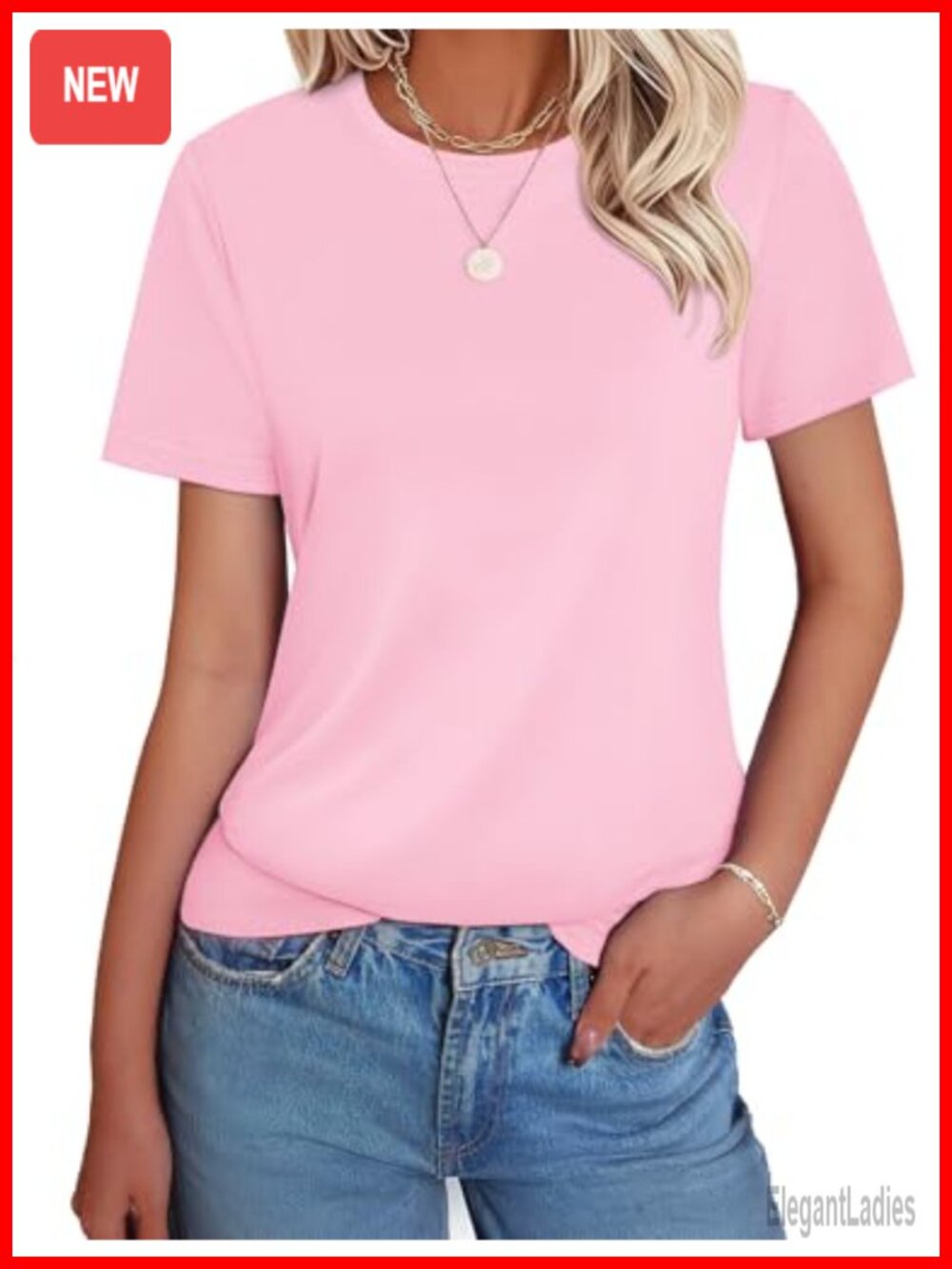Womens Cotton Short Sleeve Crew Neck Casual Summer Tee Soft Basic Top
